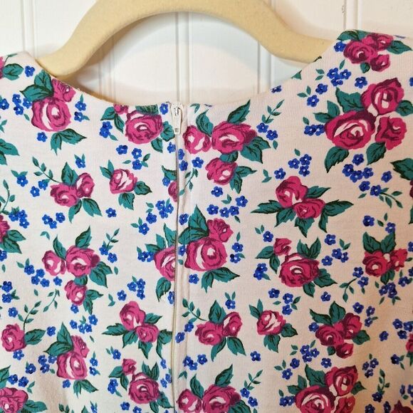 Polly Flinders Girls Drop Waist Dress Pink Floral Sashes Short Puff Sleeve Sz ?? - Picture 8 of 9